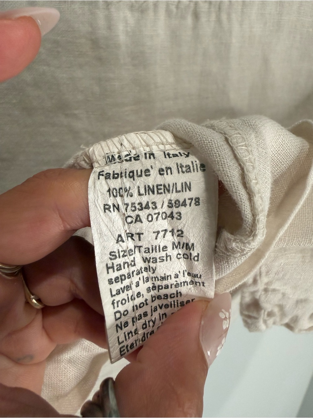 100% Linen Relaxed Cream Short-Sleeve Crop Top - Picture 2 of 5